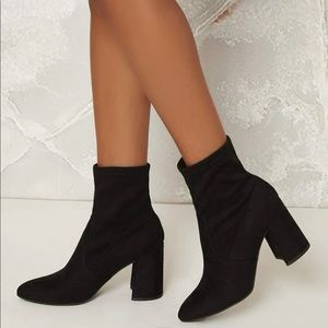 SHEIN chunky black sock faux suede boots